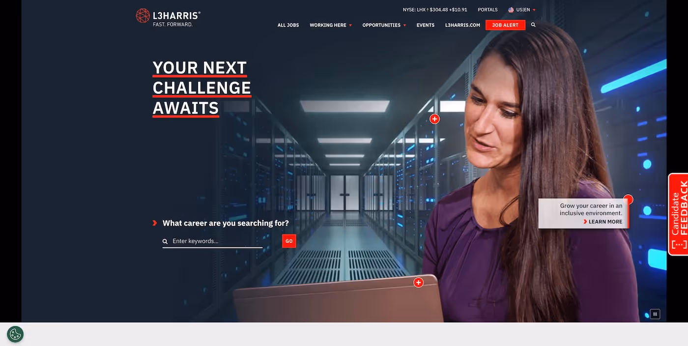 Screenshot of the official career page of L3Harris