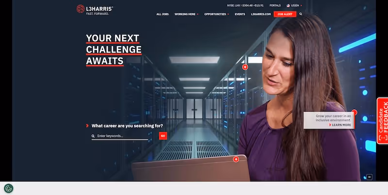 Screenshot of the official career page of L3Harris