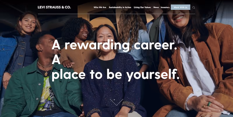 Screenshot of the official career page of Levi Strauss