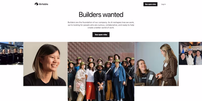 Screenshot of the official career page of Airtable