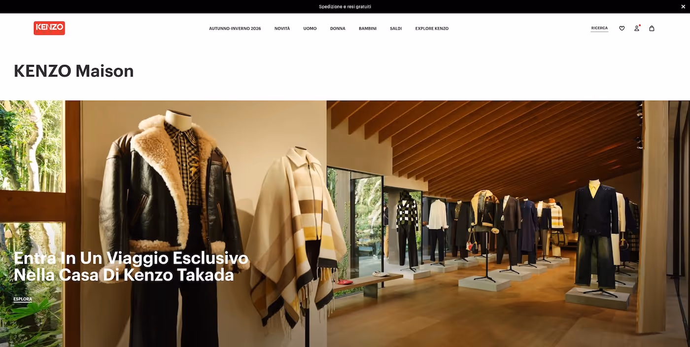 Screenshot of the official career page of Kenzo