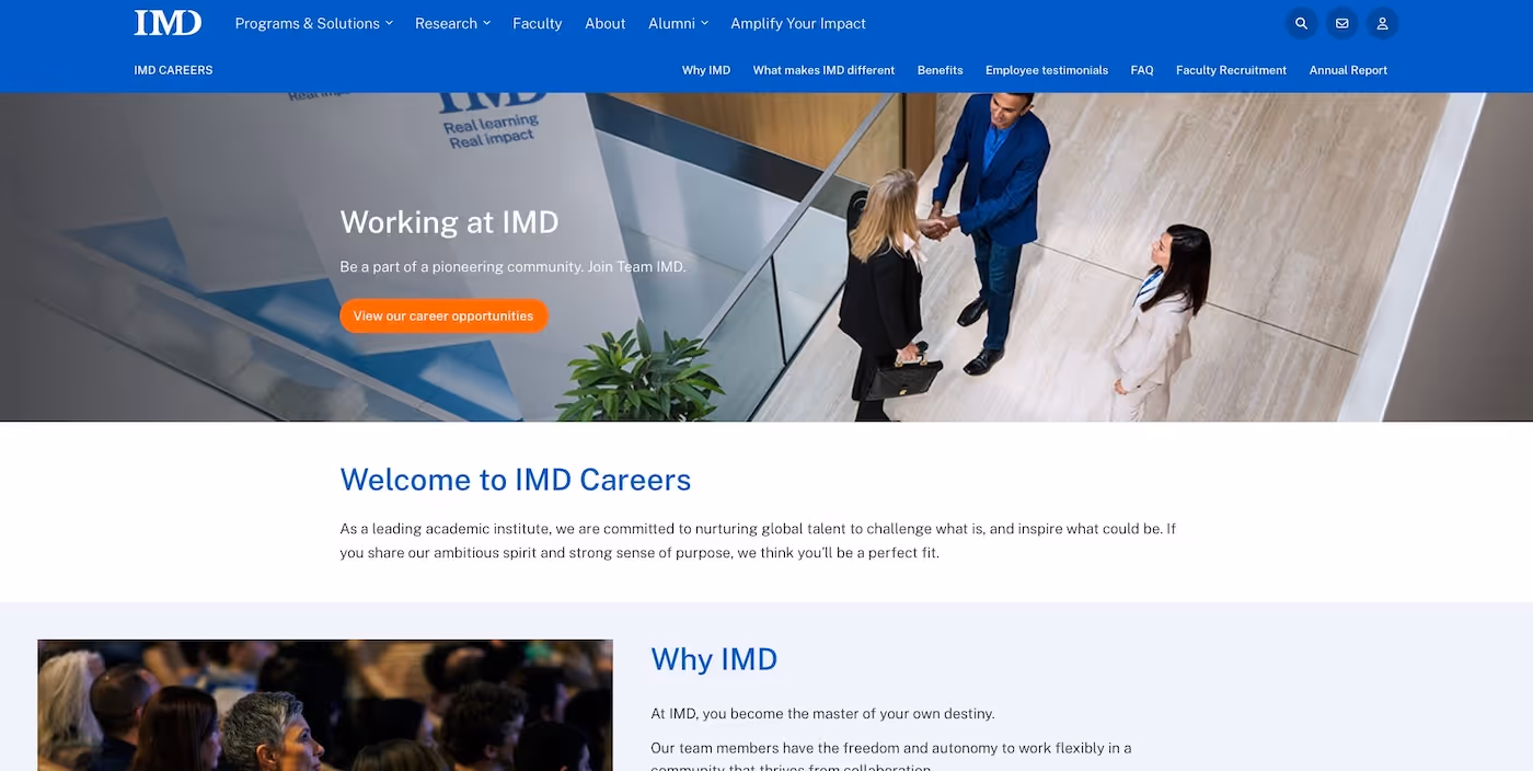Screenshot of the official career page of IMD
