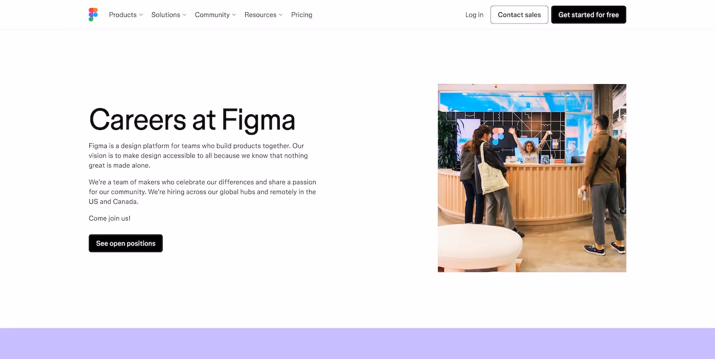 Screenshot of the official career page of Figma
