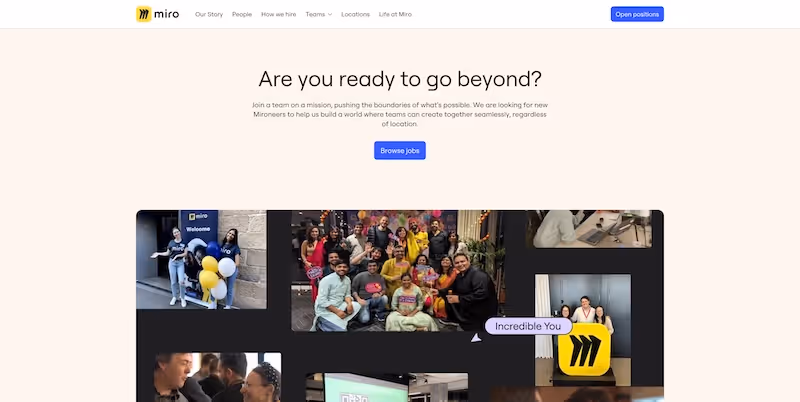 Screenshot of the official career page of Miro