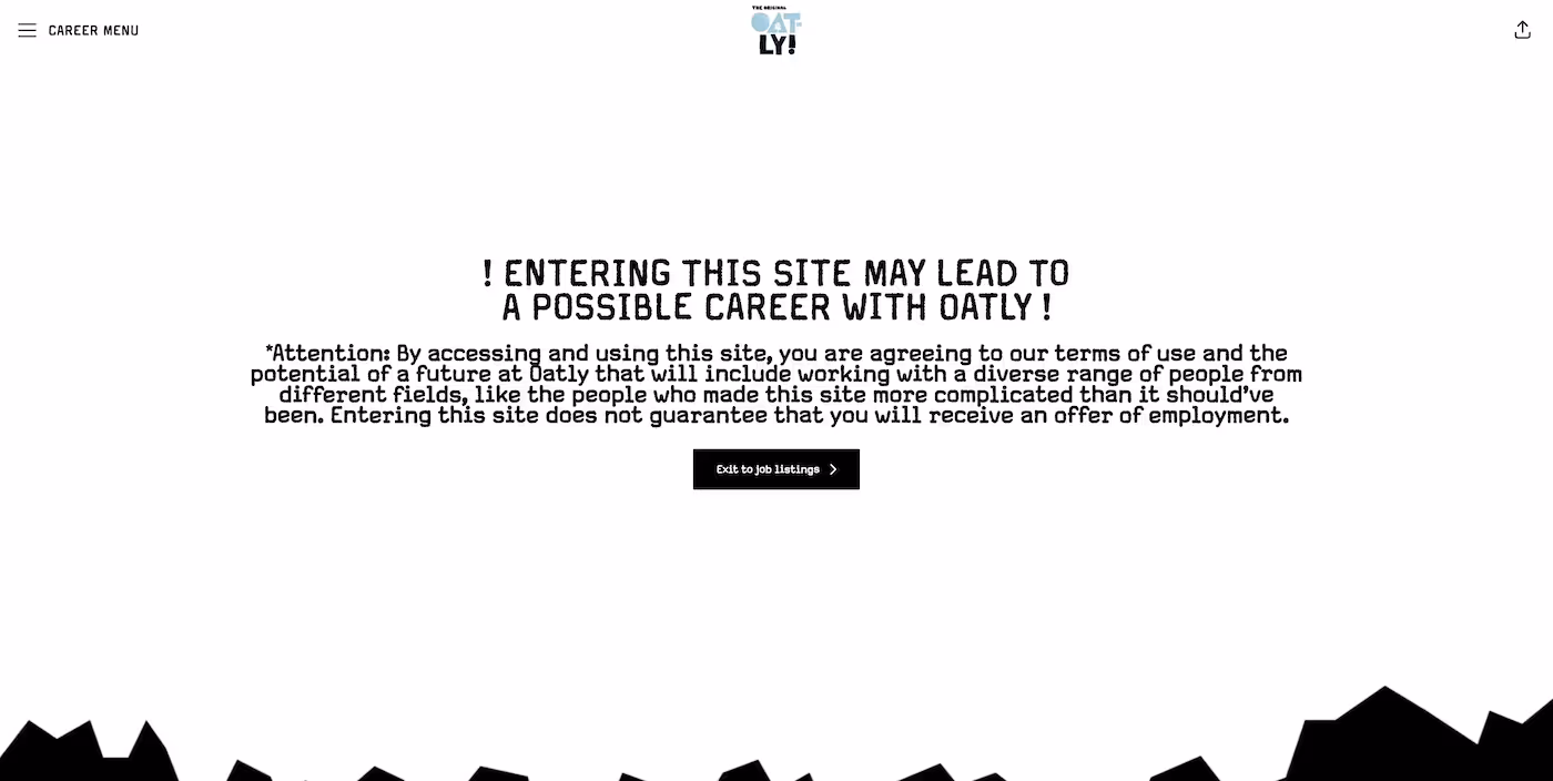 Screenshot of the official career page of Oatly