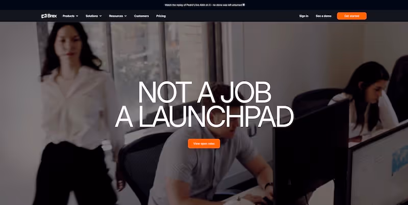 Screenshot of the official career page of Brex