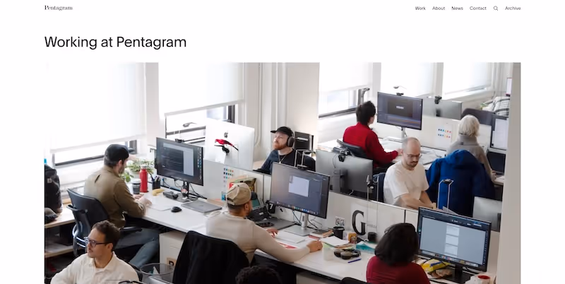 Screenshot of the official career page of Pentagram