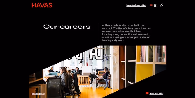 Screenshot of the official career page of Havas