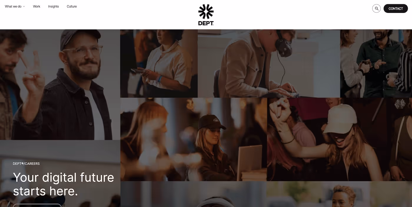 Screenshot of the official career page of Dept