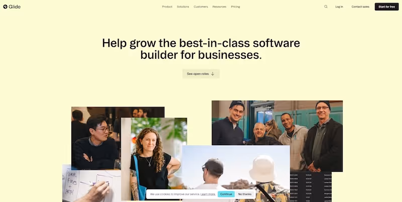 Screenshot of the official career page of Glide