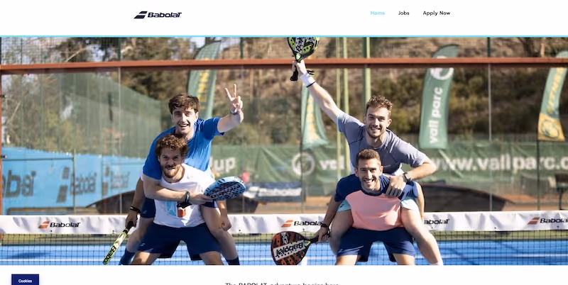 Screenshot of the official career page of Babolat