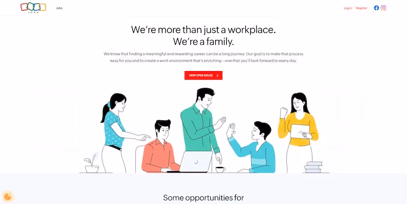 Screenshot of the official career page of Zoho