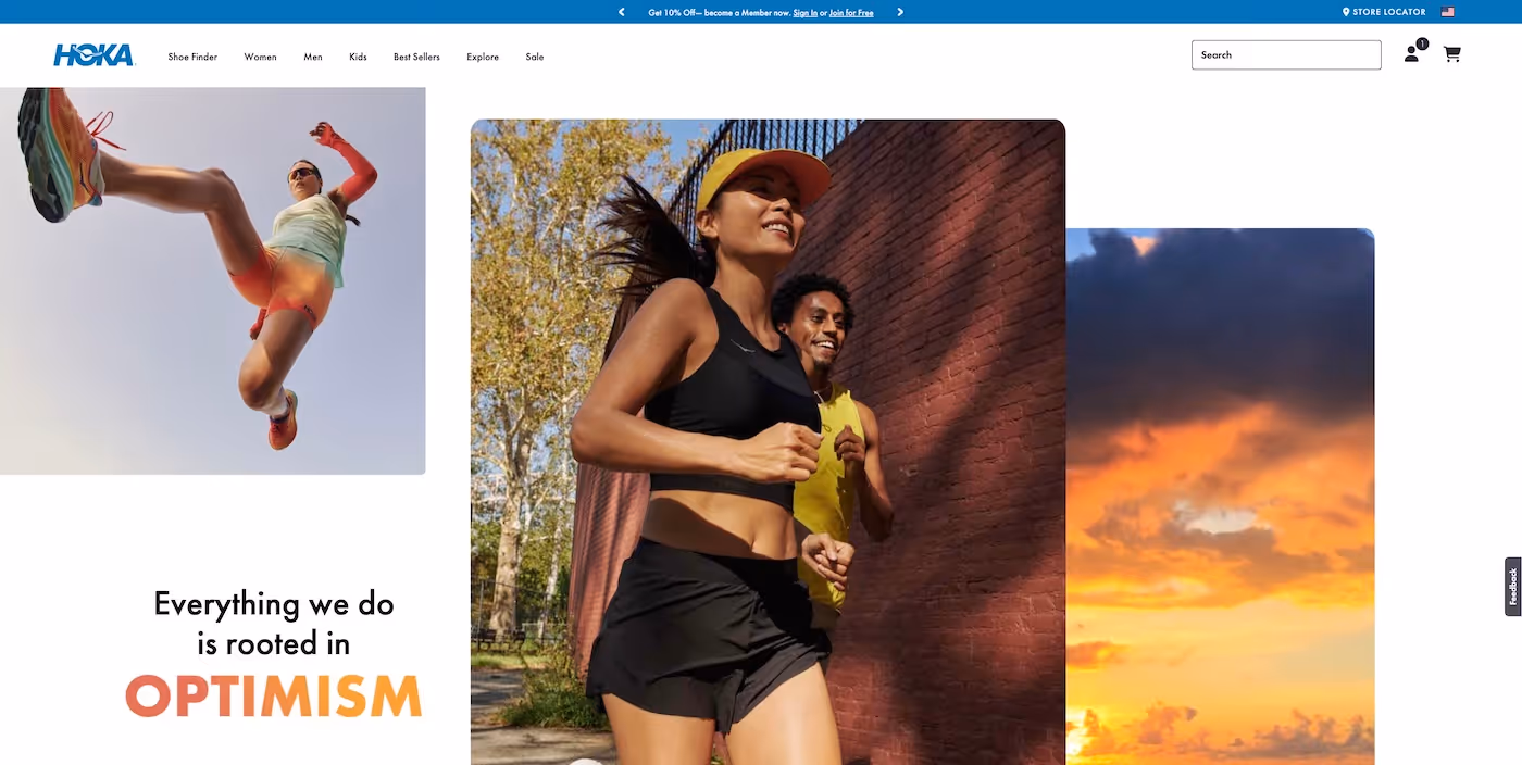 Screenshot of the official career page of HOKA