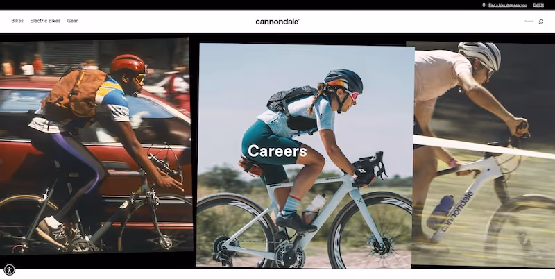 Screenshot of the official career page of Cannondale