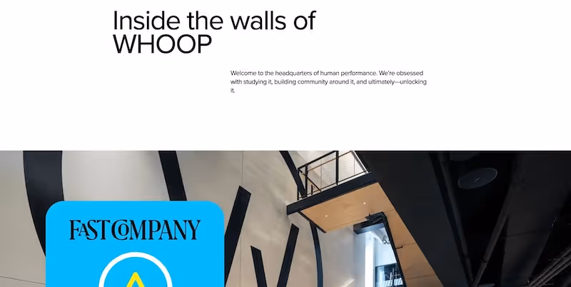 Screenshot of the official career page of WHOOP