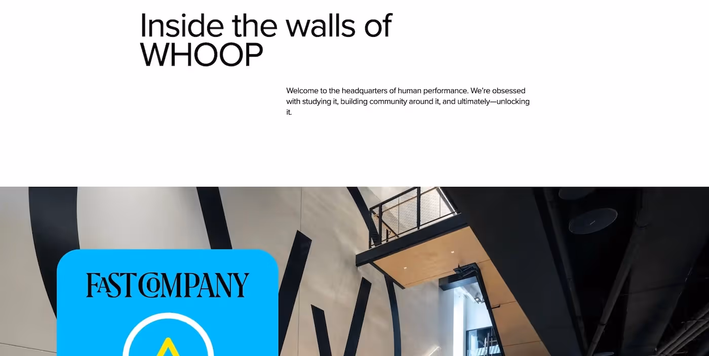 Screenshot of the official career page of WHOOP