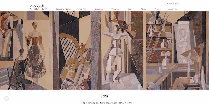 Screenshot of the official career page of Vienna State Opera