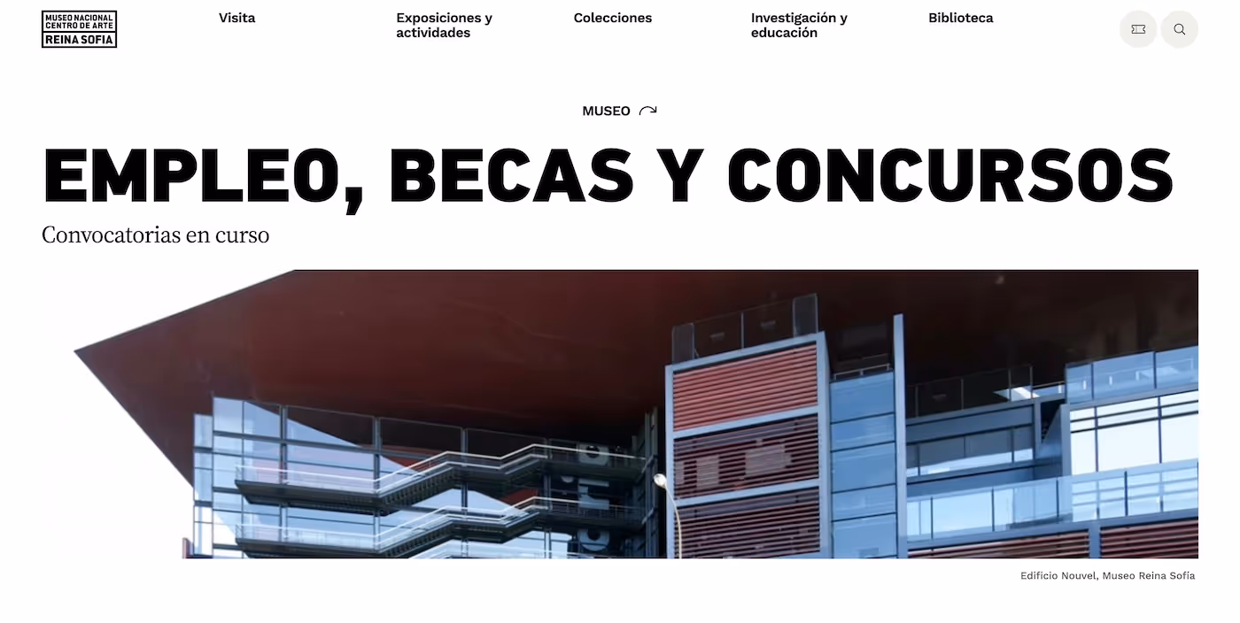 Screenshot of the official career page of Museo Reina Sofía