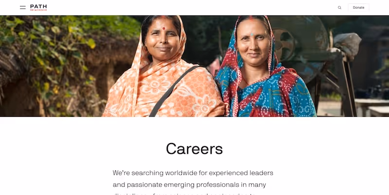 Screenshot of the official career page of PATH