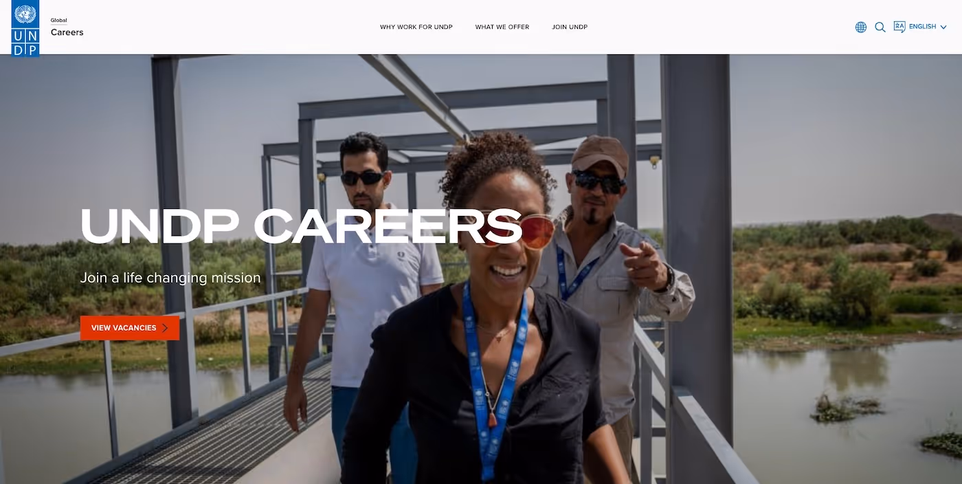 Screenshot of the official career page of United Nations Development Programme (UNDP)