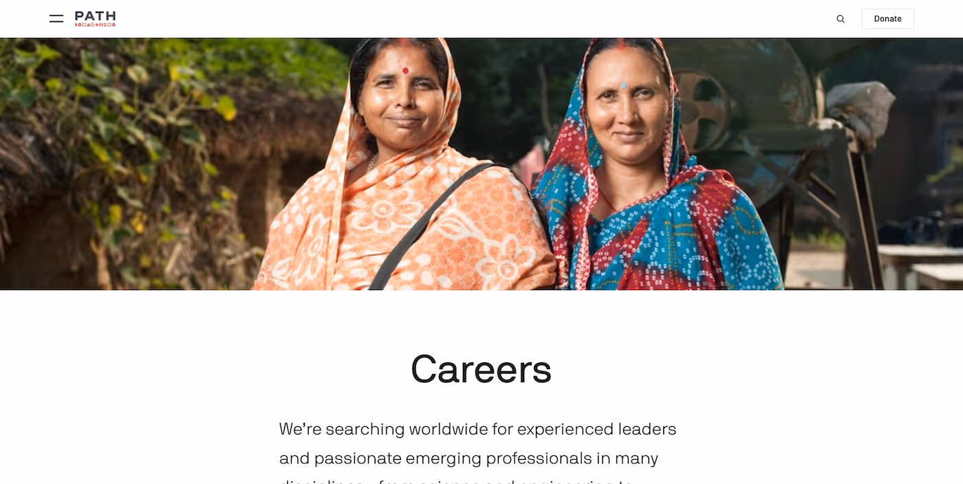 Screenshot of the official career page of PATH