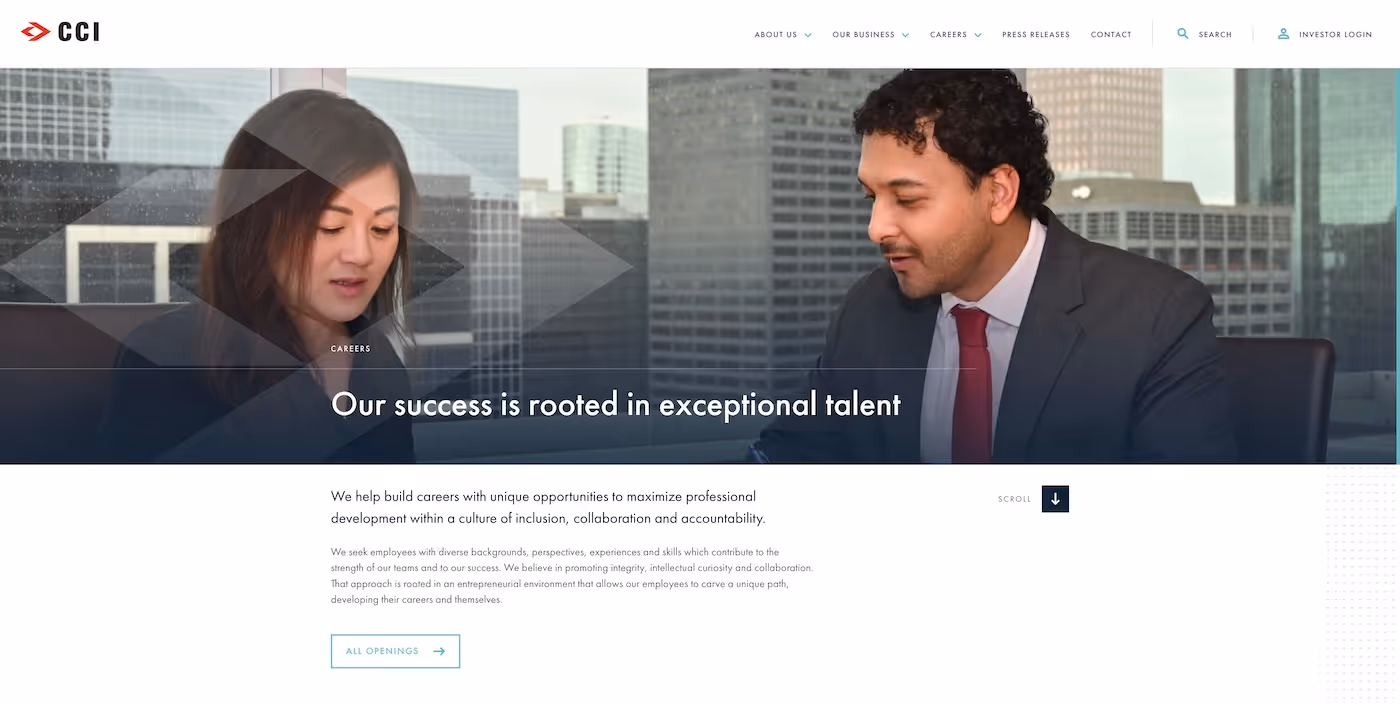 Screenshot of the official career page of Castleton Commodities International (CCI)