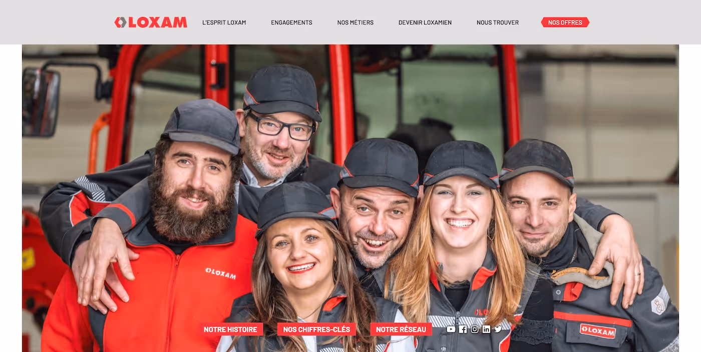 Screenshot of the official career page of Loxam