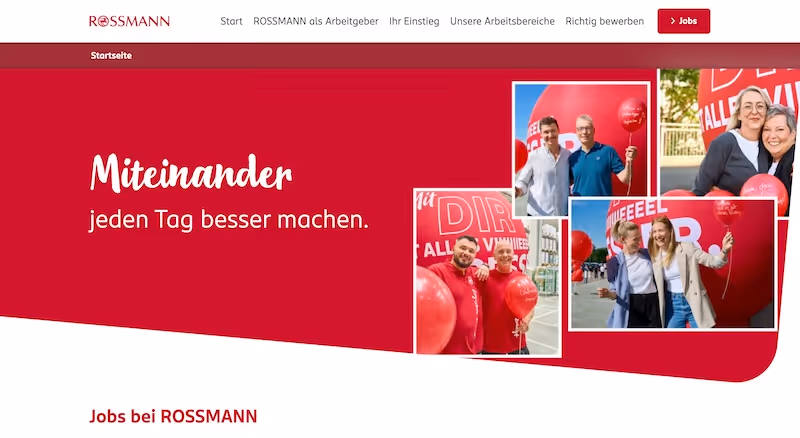 Screenshot of the official career page of Rossmann