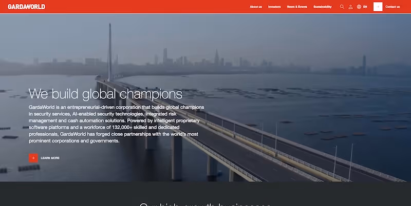 Screenshot of the official career page of GardaWorld