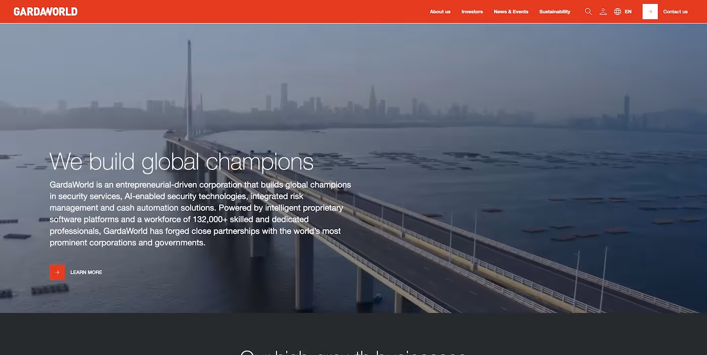 Screenshot of the official career page of GardaWorld