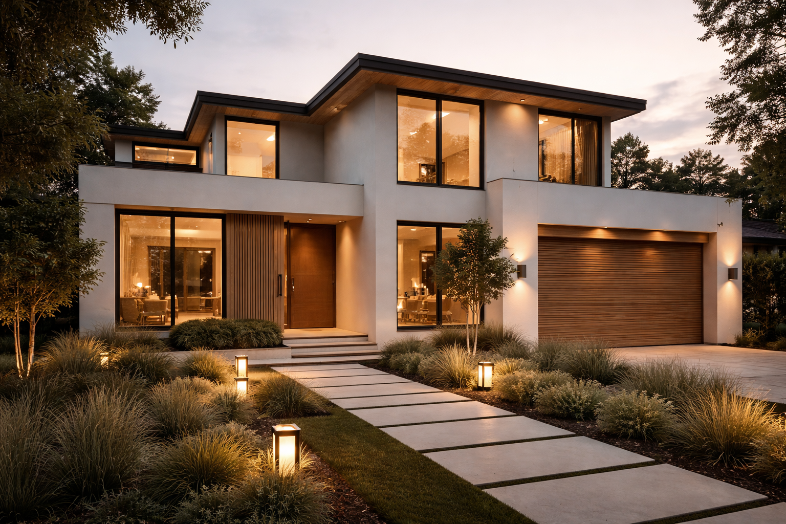 Woman peacefully sleeping on dark blue bedding with soft light on her face.