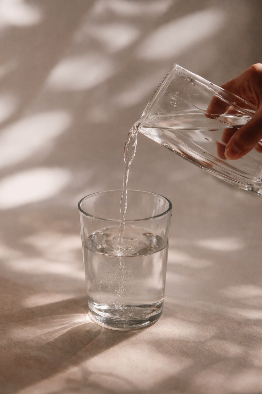 Young woman sleeping peacefully on her side under dark blue sheets.