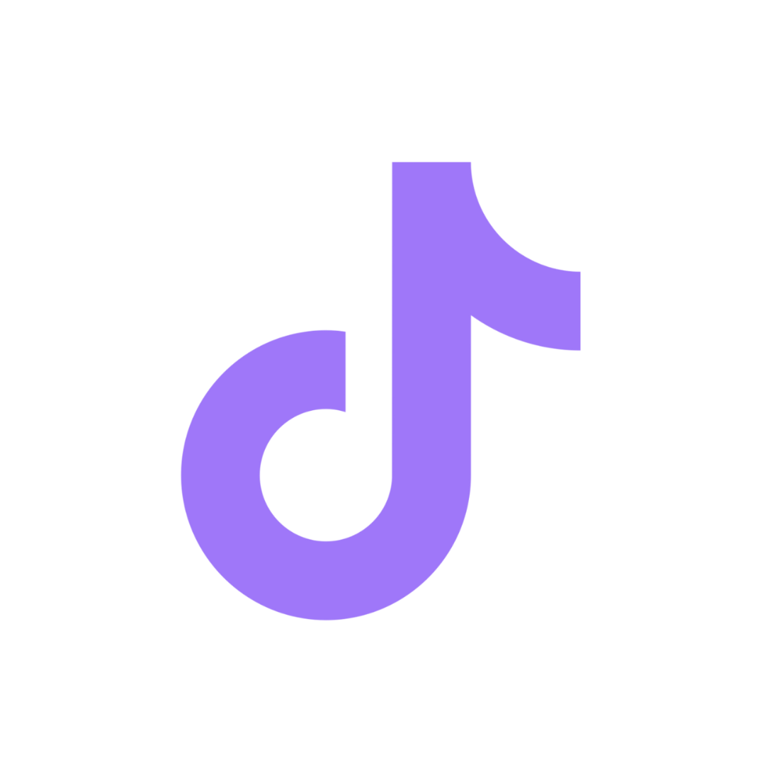 Purple TikTok logo on a transparent background.