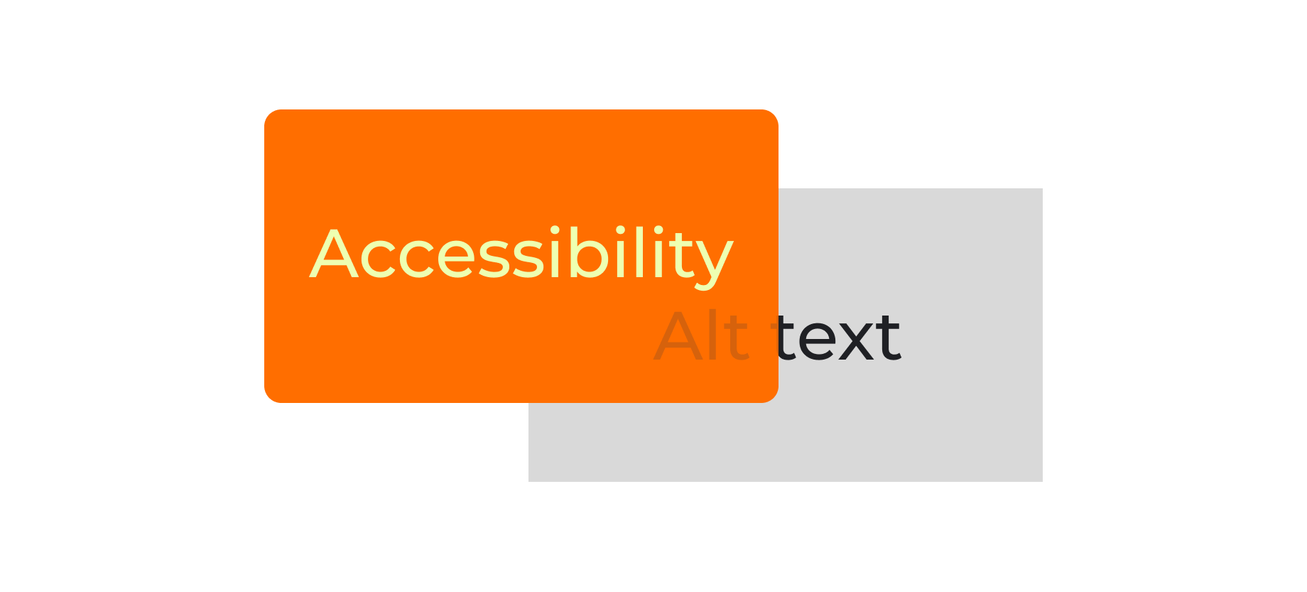 Orange rounded rectangle with the word 'Accessibility' overlapping a gray rectangle with partially visible text 'Alt text'.