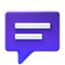 Purple speech bubble icon with two white horizontal lines representing text.