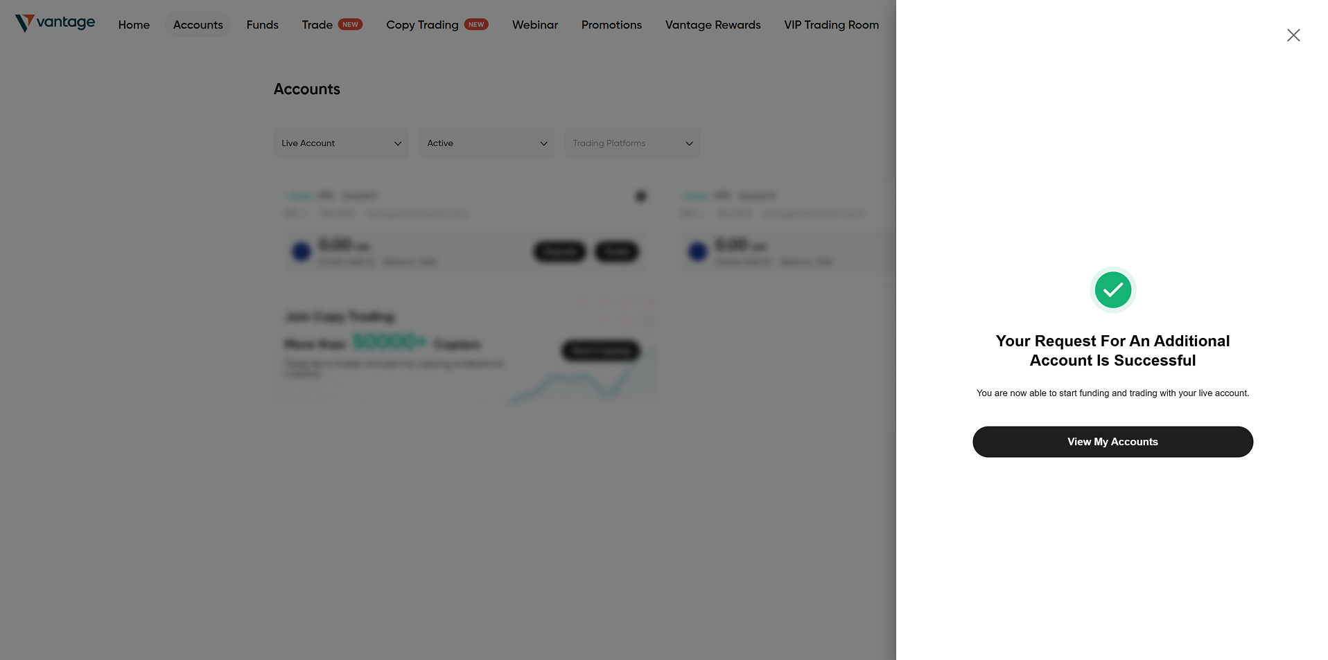 Vantage - Confirm account
