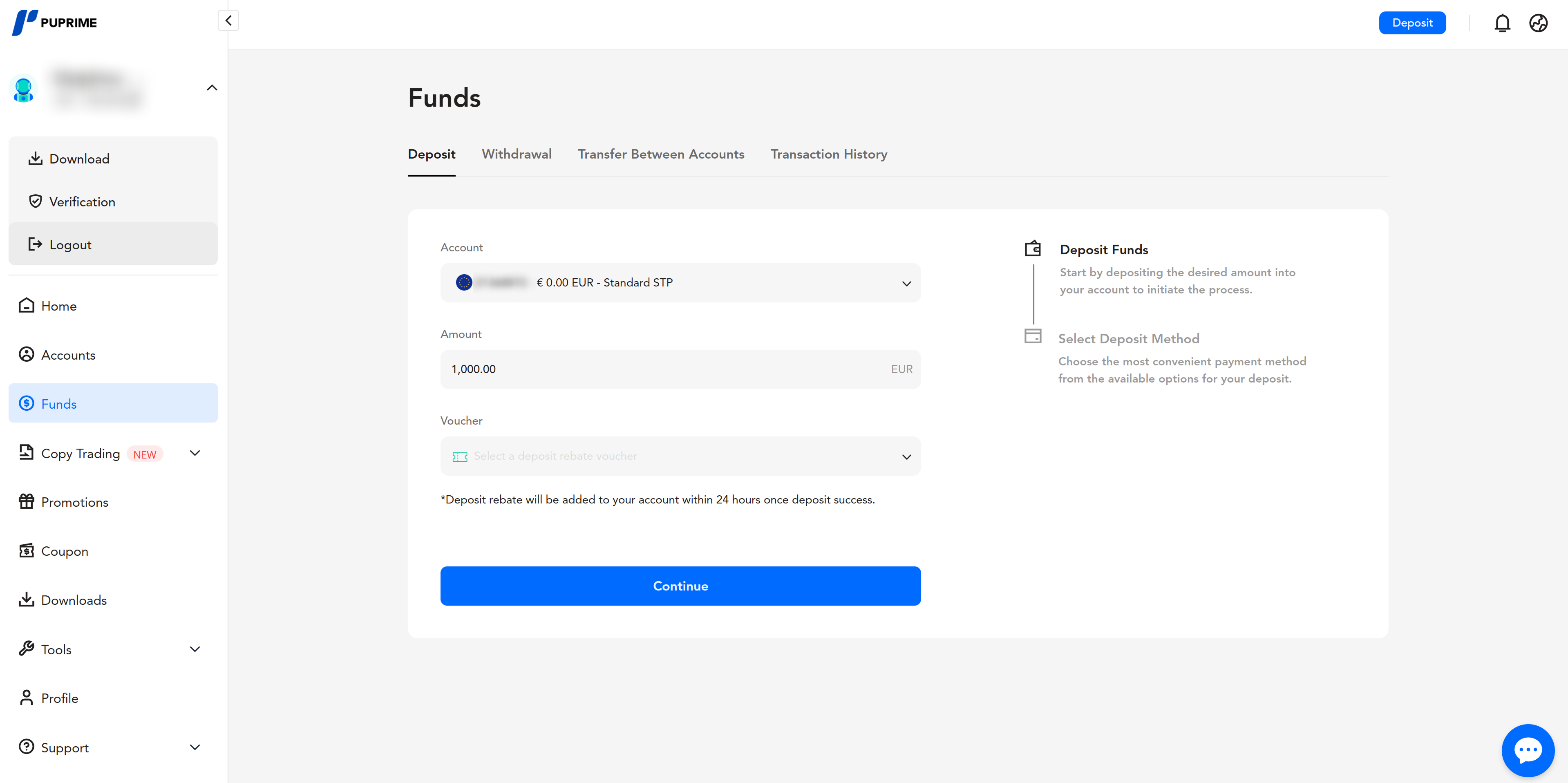 PU Prime Funds deposit