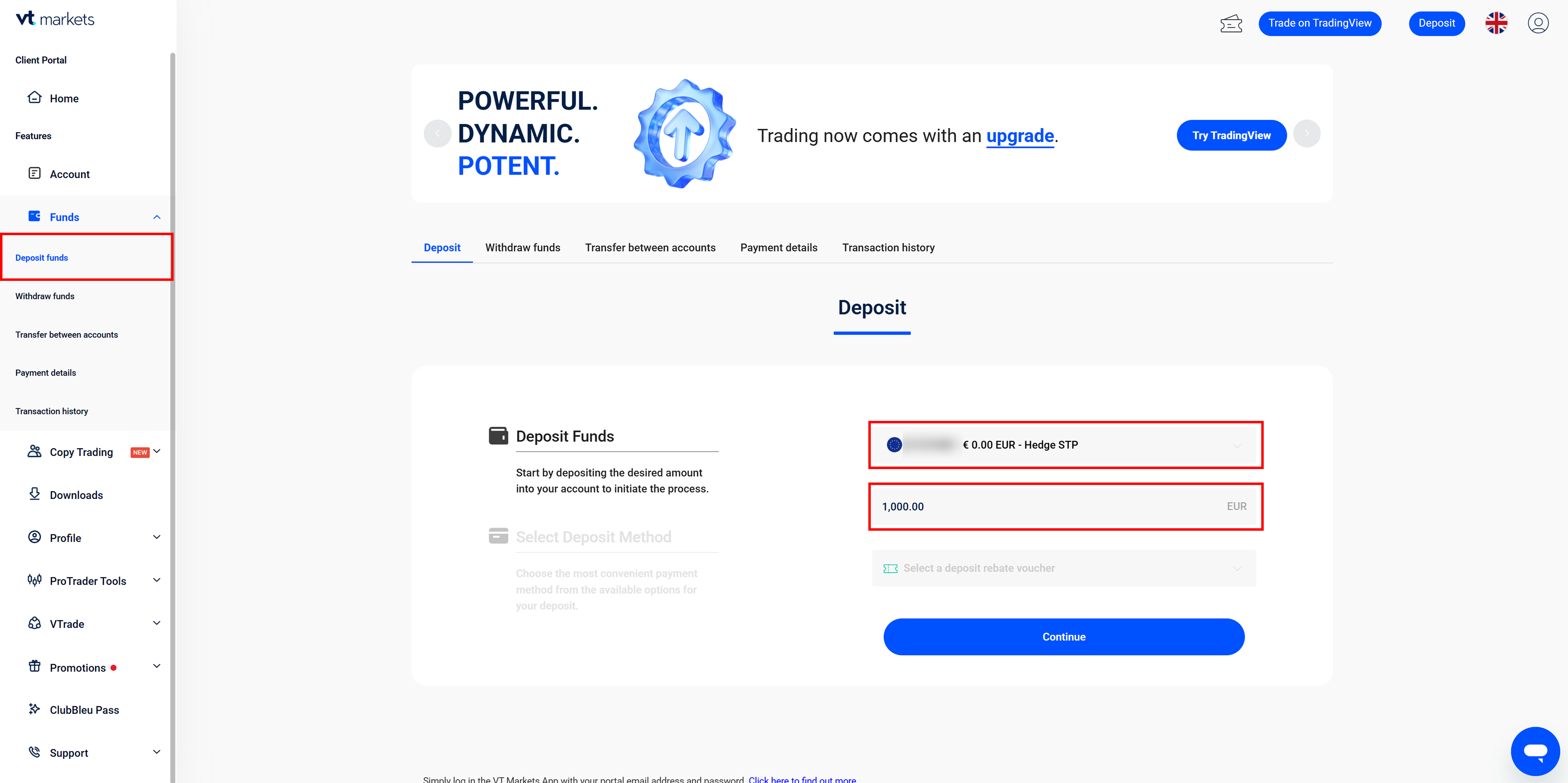 VT Markets deposit amount