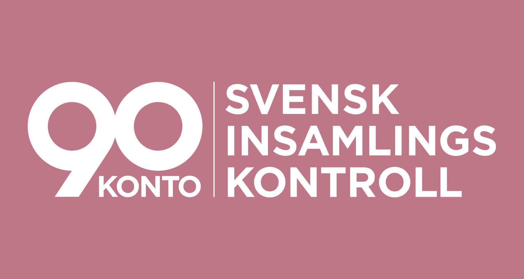 Logotyp för 90-konto och Svensk Insamlings Kontroll på rosa bakgrund.