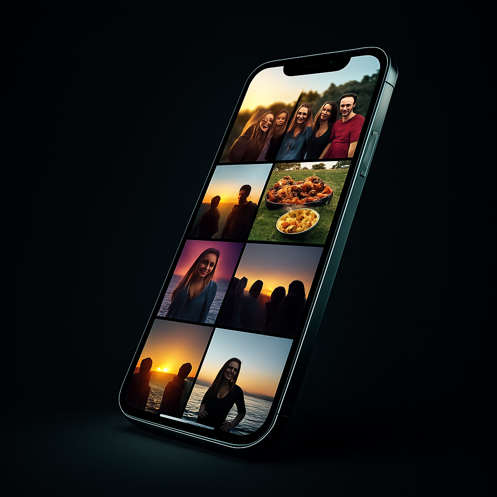 Snapbum app showing collective moments