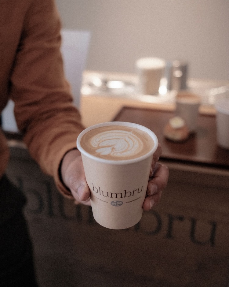 blumbru coffee bar with flowers.