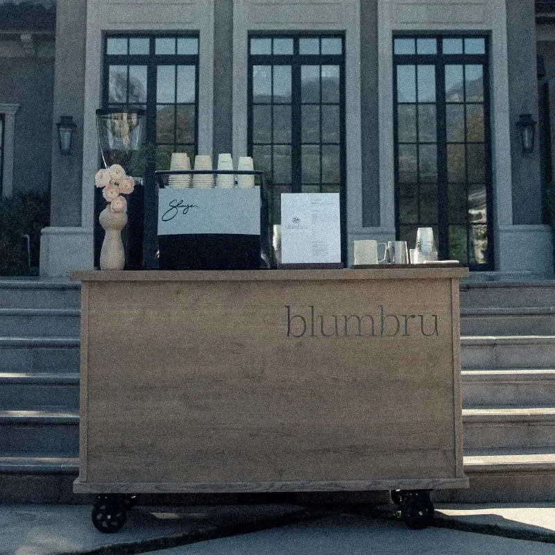 mobile coffee catering cart setup event exterior view
