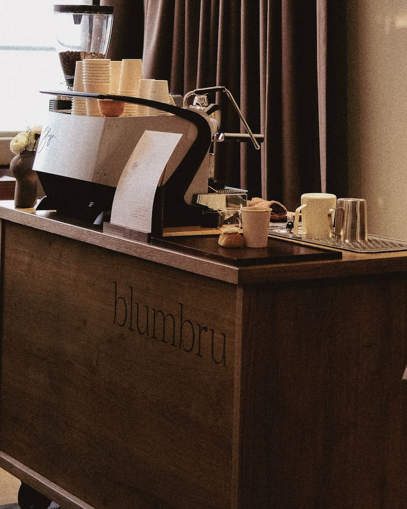 coffee catering cart setup with tools and service station