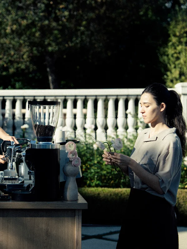 coffee served behind coffee cart for event