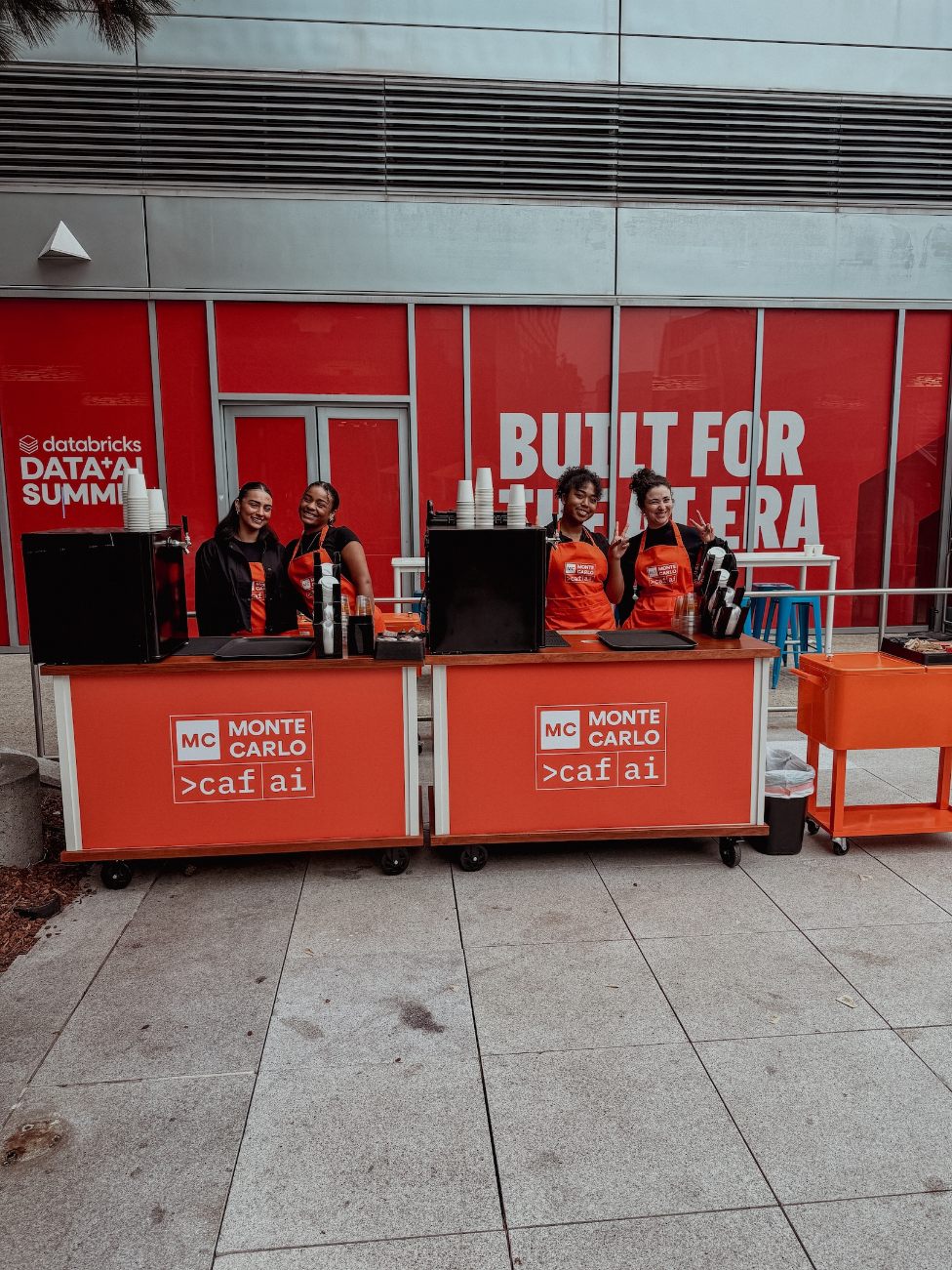 branded coffee cart setup with service display detail