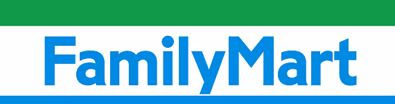 FamilyMart logo in blue text with green and blue horizontal bars above and below.