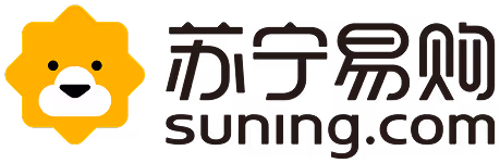 Suning.com logo with a stylized orange lion face and Chinese characters.