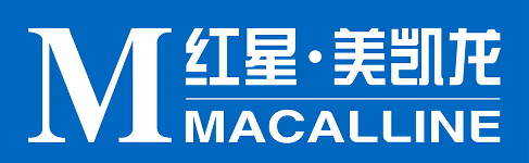 Macalline logo with a large white M and Chinese characters on a blue background.