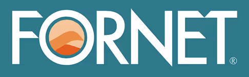 FORNET logo with stylized letters and layered circular design inside the 'O'.