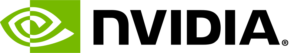 NVIDIA logo with stylized eye design in black and green next to the word NVIDIA in bold black letters.